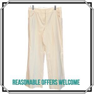 St. John Ivory Wide Leg Pants Fashion Fit Trousers White Size 8 Career